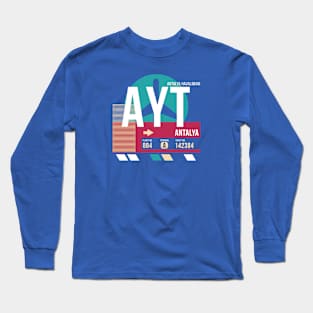 Antalya, Turkey (AYT) Airport Code Baggage Tag Long Sleeve T-Shirt